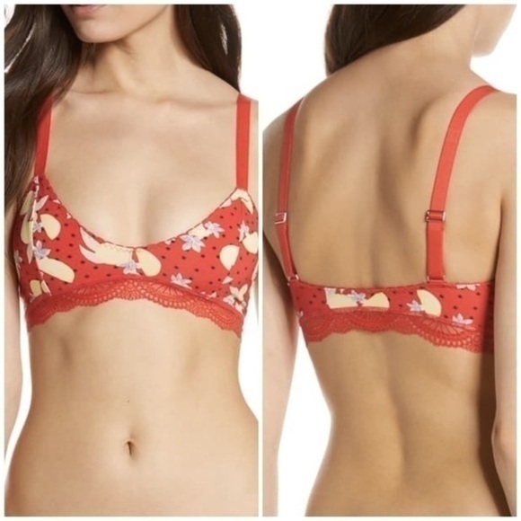Free People Mari Printed Bralette In Red Combo Size Small - Picture 12 of 13